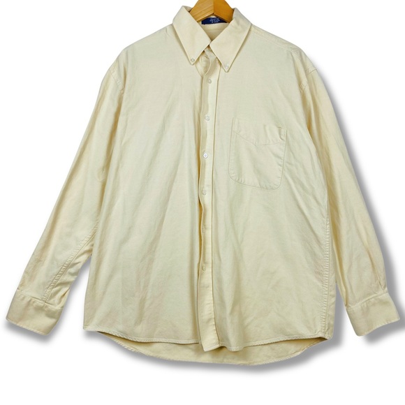 Alan Flusser Yellow Cotton Button Down Pocket Long Sleeve Casual Dress Shirt - Picture 11 of 11